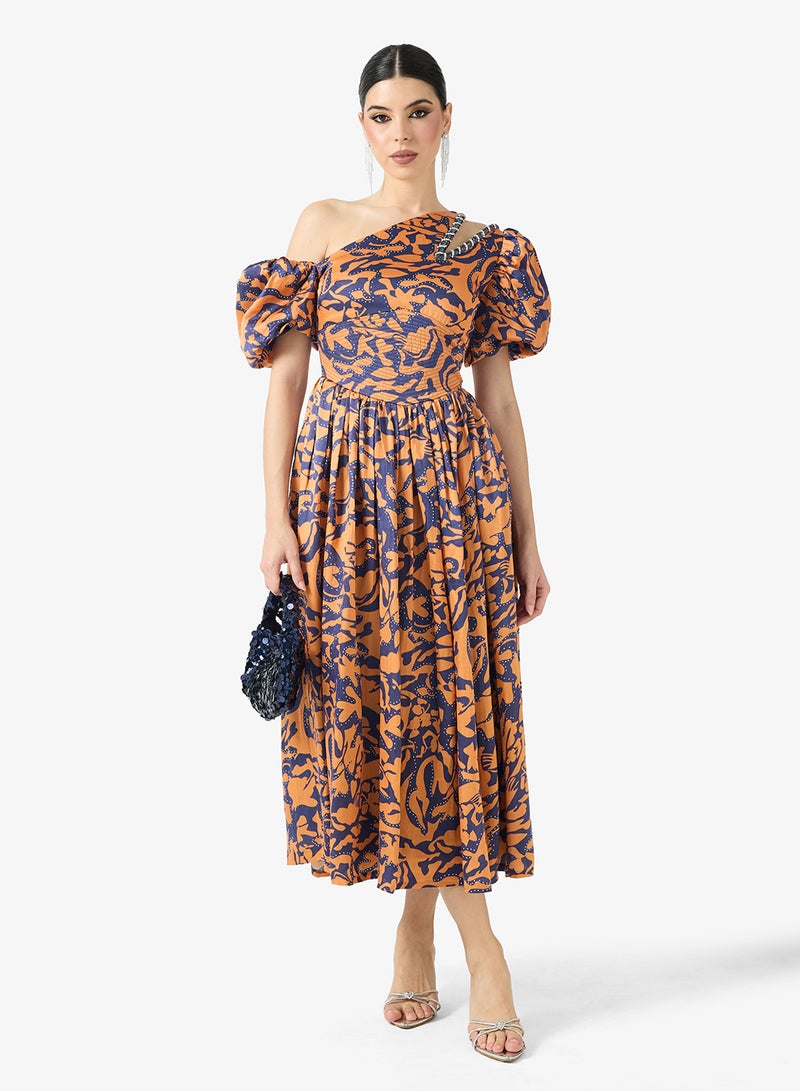 Threadz by Ajooni Printed One-Shoulder Dress - Image 1